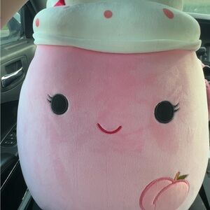 Squishmallows Pink and White Plush with Peach Design